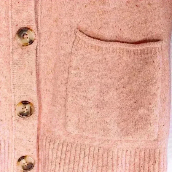 Madewell Size XS pink marled 100% Merino Wool Button Down cardigan w/pockets - Picture 4 of 15